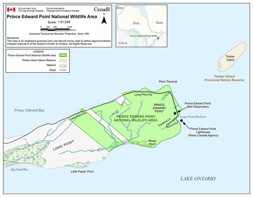 Map of Prince Edward Point NWA (see long description below)
