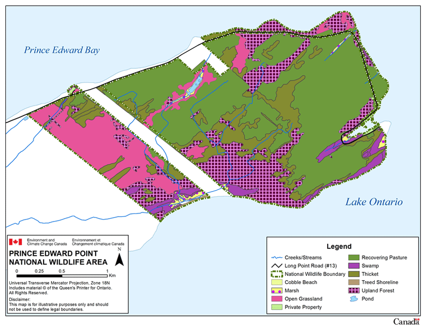 Map of habitat and land cover (see long description below)