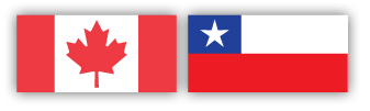 Drapeaux du Canada et du Chili.