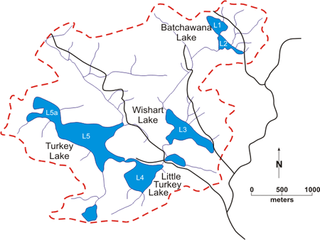 Map of Figure 1 Lakes in Turkey Lakes Watershed