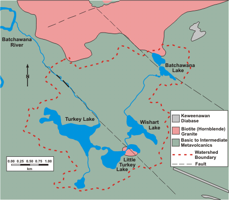 Map of Bedrock Geology of the Turkey Lakes Watershed