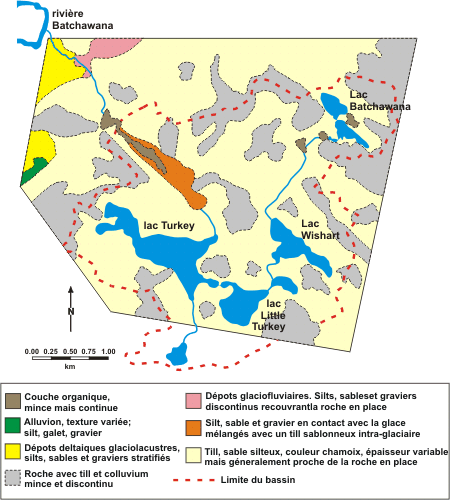 Carte de géologie de surface du bassin des Lacs Turkey