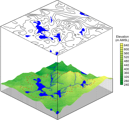 Elevation map of the Turkey Lakes Watershed. 
