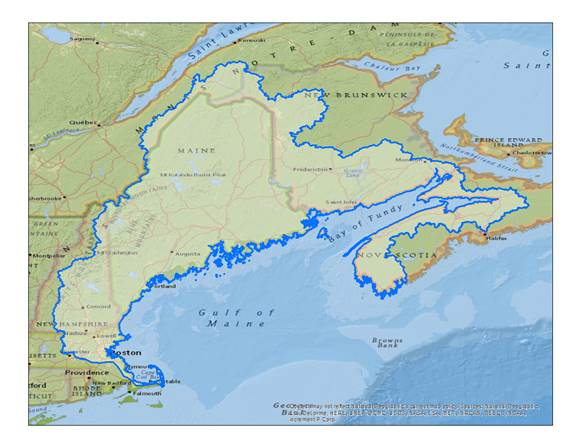 Carte du golfe du Maine