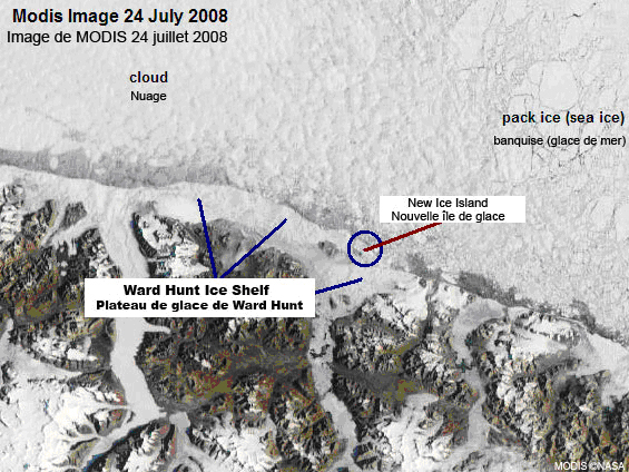 MODIS image of Ward Hunt Ice Shelf