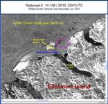 RADARSAT-2 image of the Ward Hunt ice shelf taken on August 14, 2010 20:47Z.