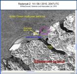 RADARSAT-2 image of the Ward Hunt ice shelf taken on August 14, 2010 20:47Z.