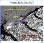 RADARSAT-2 image of the Ward Hunt ice shelf taken on August 21, 2010 20:51Z.