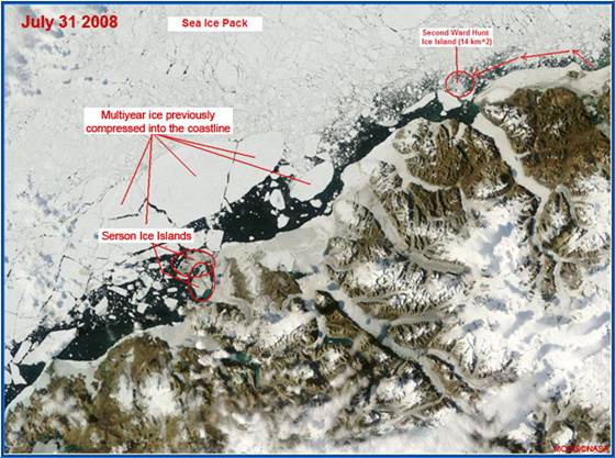 Image of the Serson Ice Shelf taken on July 31 2008
