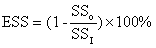 equation: ESS equals 1 minus SSo divided by SSi times 100%