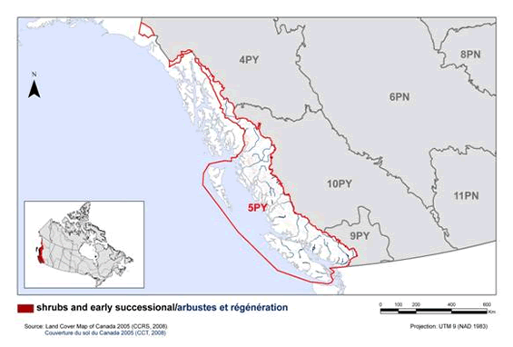 Map of shrub/early successional habitat