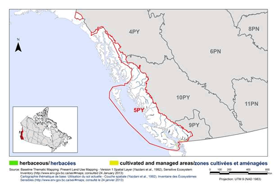 Map of herbaceous habitat