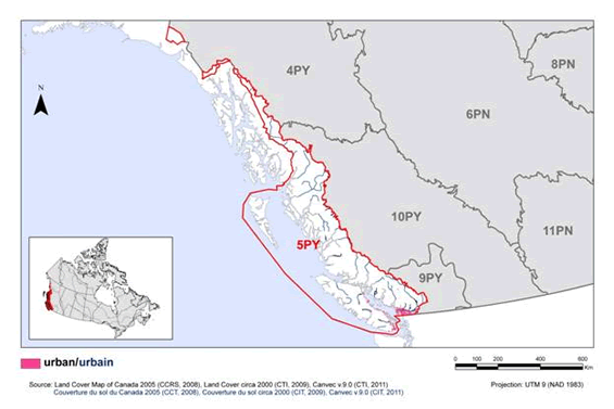 Map of urban habitat