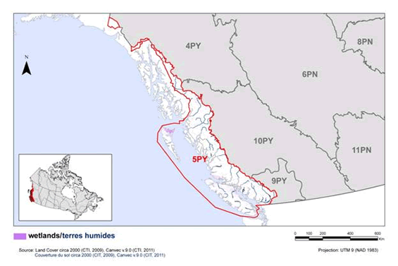 Map of wetland habitat