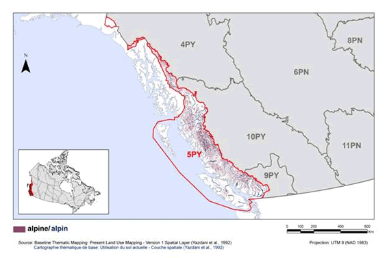 Map of alpine habitat