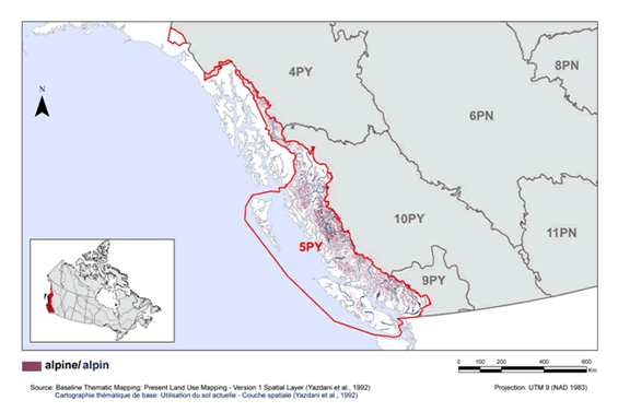 Carte des habitats alpins