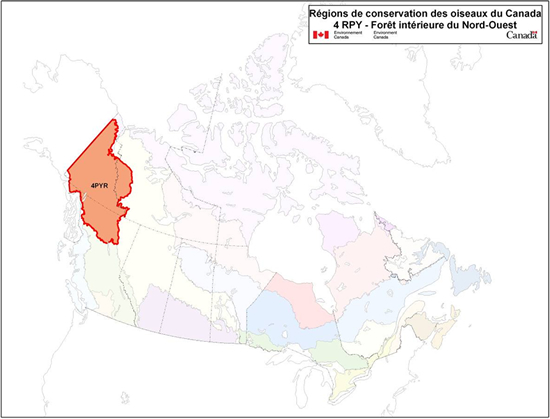 Carte des régions de conservation des oiseaux du Canada