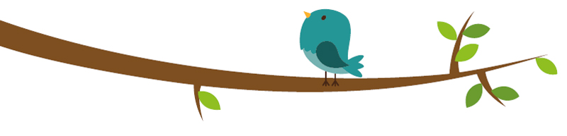 Illustration of one cartoon bird tweeting