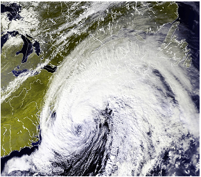 Noel 2007 (extreme waves and coastal damage in Nova Scotia). Photo: NASA
