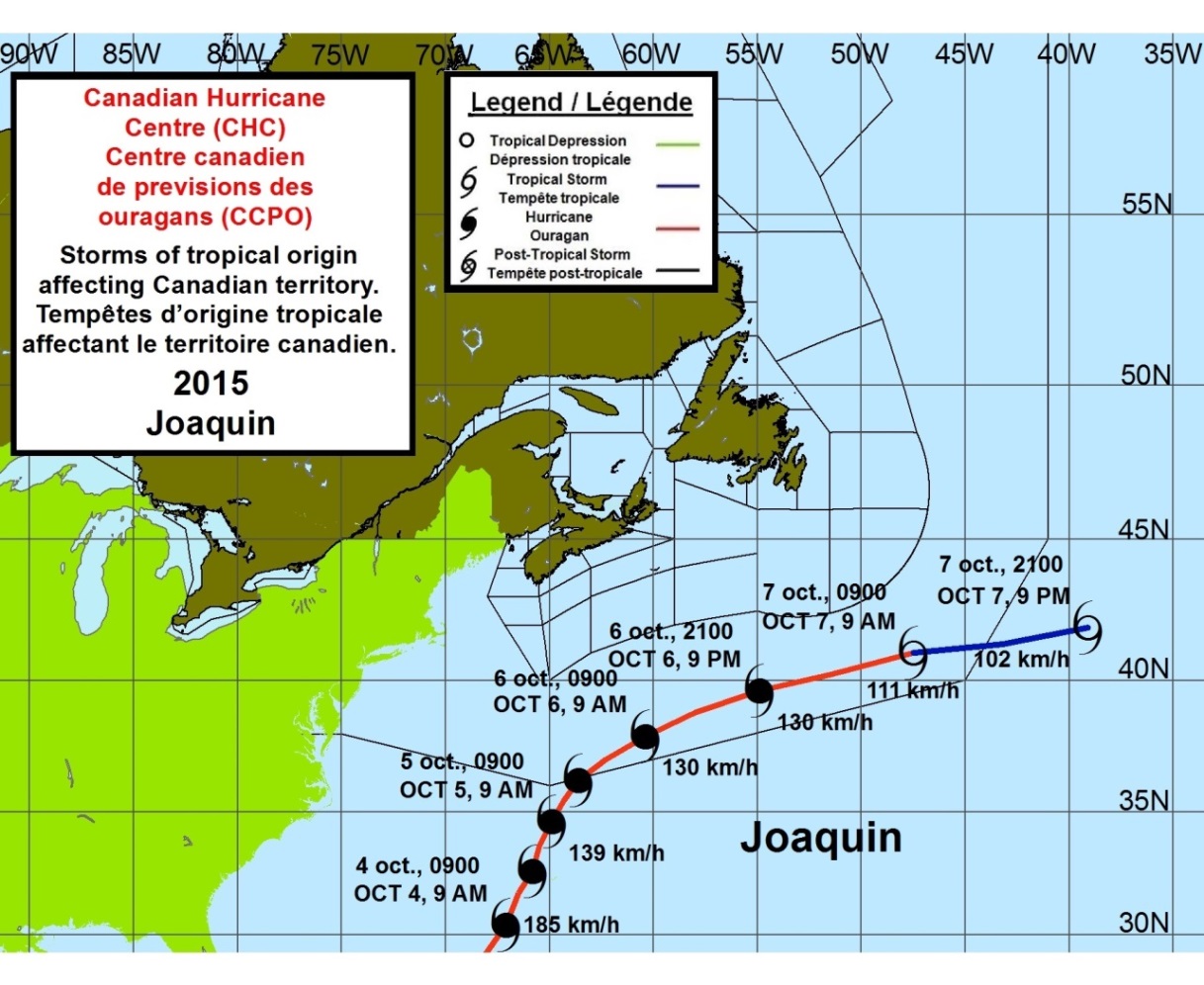 Track Map of Tropical Storm Joaquin