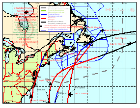 Un échantillon - Suivre carte de tous les ouragans dans la zone canadienne des ouragans réponse centre pour 2011 