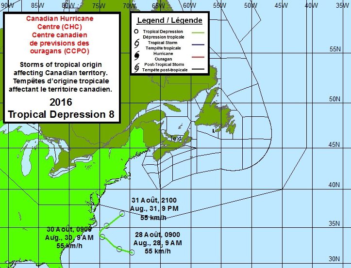 Figure 4: Track Map of Tropical Depression Eight