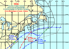 Image de trajectoires de tempêtes en 1956