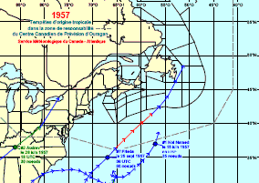 Image de trajectoires de tempêtes en 1957