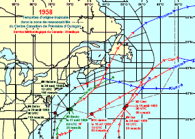 Image de trajectoires de tempêtes en 1958