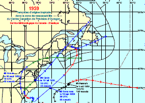 Image de trajectoires de tempêtes en 1959