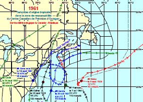 Image de trajectoires de tempêtes en 1961