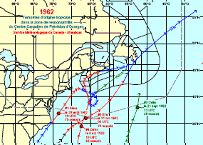 Image de trajectoires de tempêtes en 1962