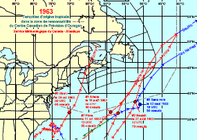 Image de trajectoires de tempêtes en 1963