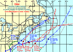 Image de trajectoires de tempêtes en 1964
