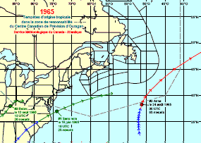 Image de trajectoires de tempêtes en 1965