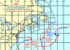 Image de trajectoires de tempêtes en 1967