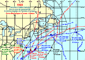 Image de trajectoires de tempêtes en 1969