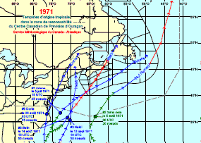 Image de trajectoires de tempêtes en 1971