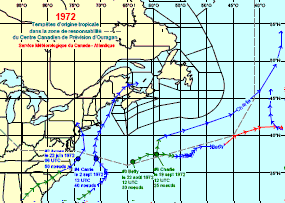 Image de trajectoires de tempêtes en 1972