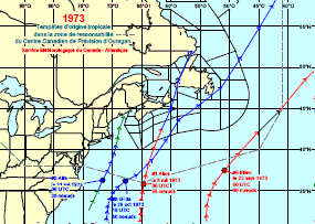 Image de trajectoires de tempêtes en 1973