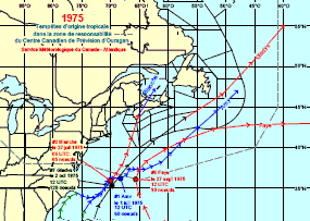 Image de trajectoires de tempêtes en 1975