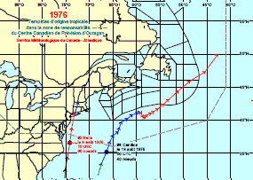 Image de trajectoires de tempêtes en 1977