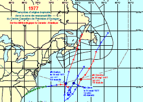 Image de trajectoires de tempêtes en 1977