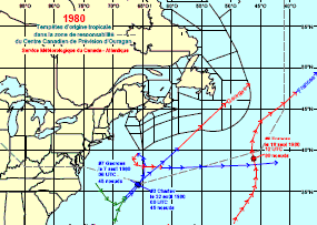 Image de trajectoires de tempêtes en 1980