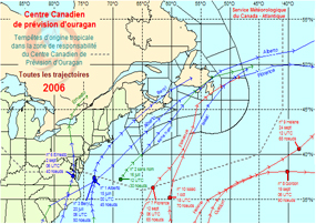 Image de trajectoires de tempêtes en 2006