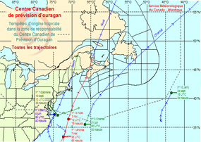 Image de trajectoires de tempêtes en 2007