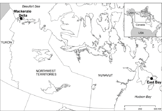 Map showing the locations of the long-term monitoring sites