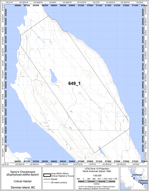 Figure 2: area within which critical habitat is found.
