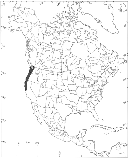 Figure 2.  Global range of the Pacific water shrew (Sorex bendirii).
