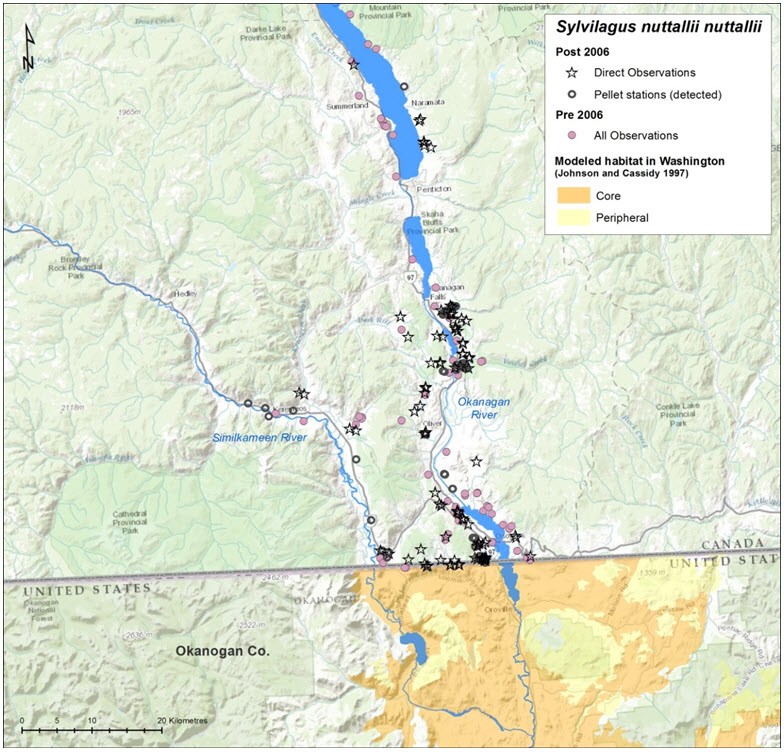 Known  occurrences of Nuttall’s Cottontail